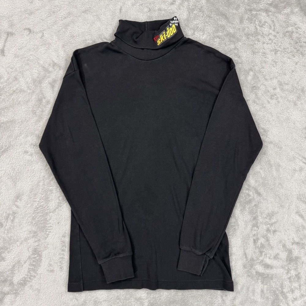 Vintage Team Ski-Doo Shirt Mens Large Sno Gear Black Turtleneck Base Layer Warm